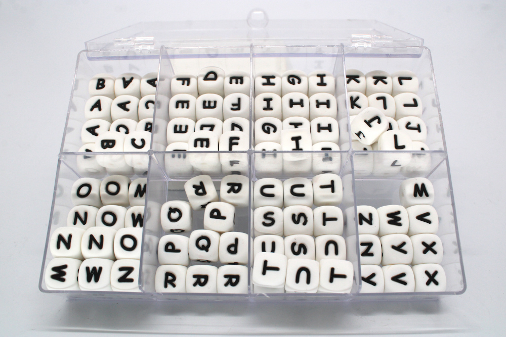 Buchstabenset | Silikon Buchstabenwürfel 12mm "Weiß"