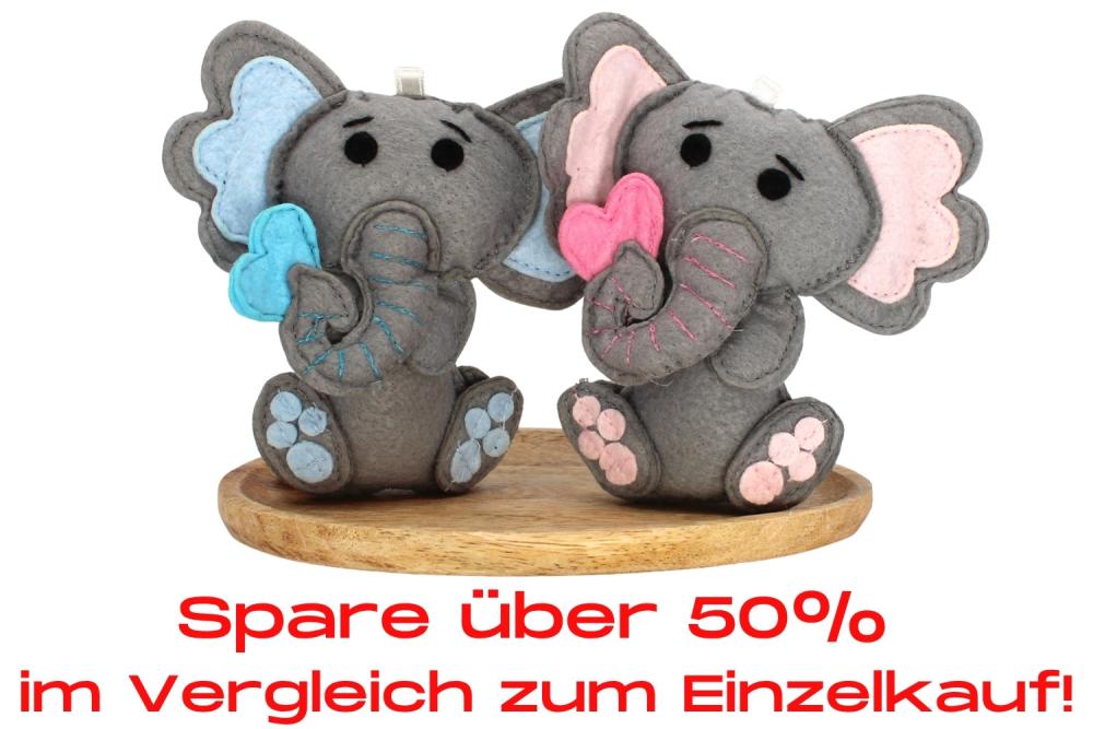 Bundle | Filzanhänger Elefant Babyrosa/Babyblau