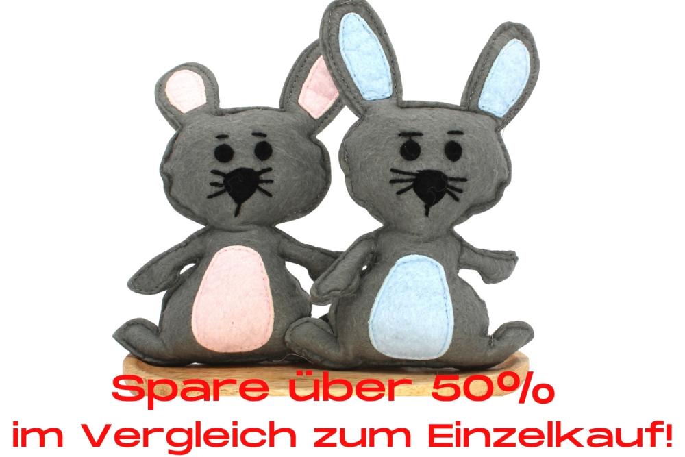 Bundle | Filzanhänger Hase Babyrosa/Babyblau