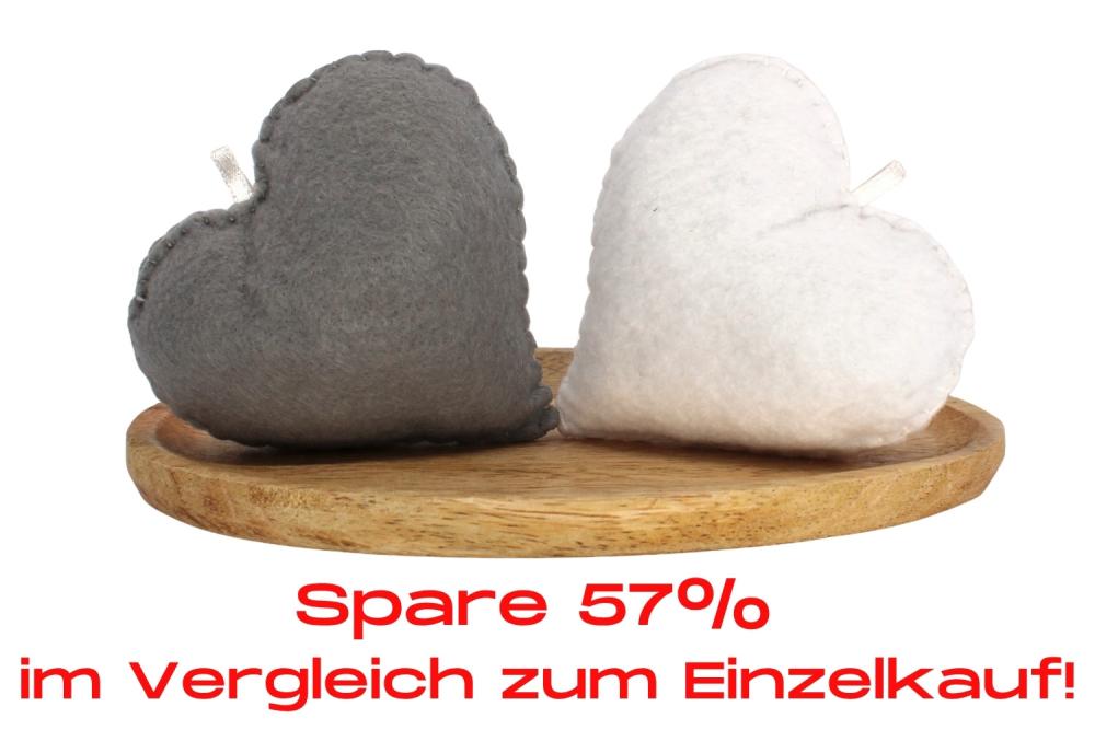 Bundle | Filzanhänger Herz Grau/Weiß