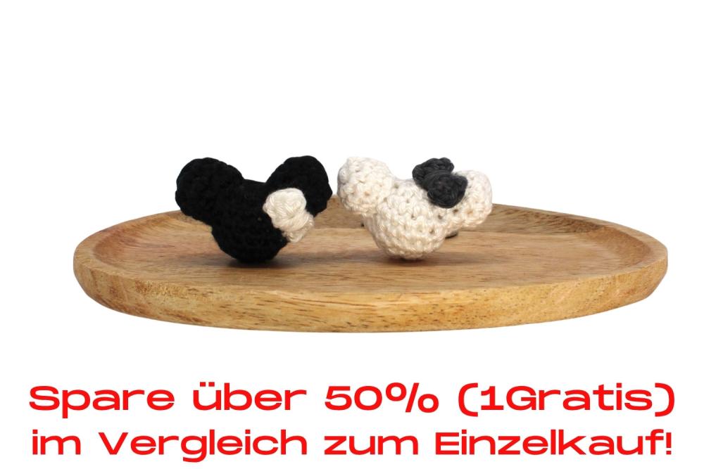 Bundle | Häkelmausperle Schwarz/Weiß mit Schleife