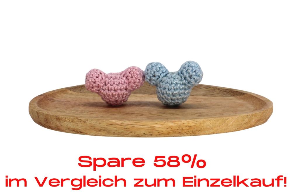 Bundle | Häkelmausperle Pastellblau/Altrosa
