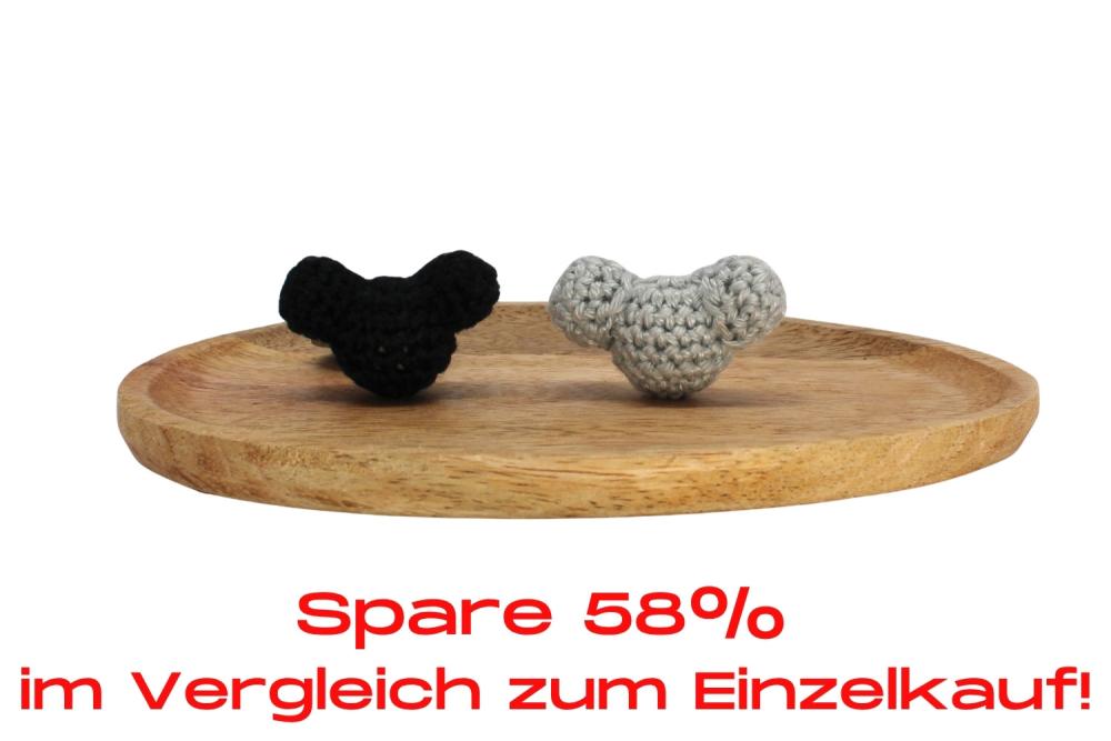Bundle | Häkelmausperle Schwarz/Hellgrau