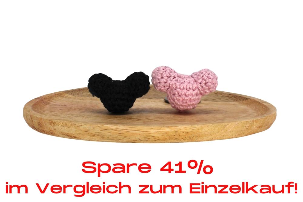 Bundle | Häkelmausperle Schwarz/Altrosa
