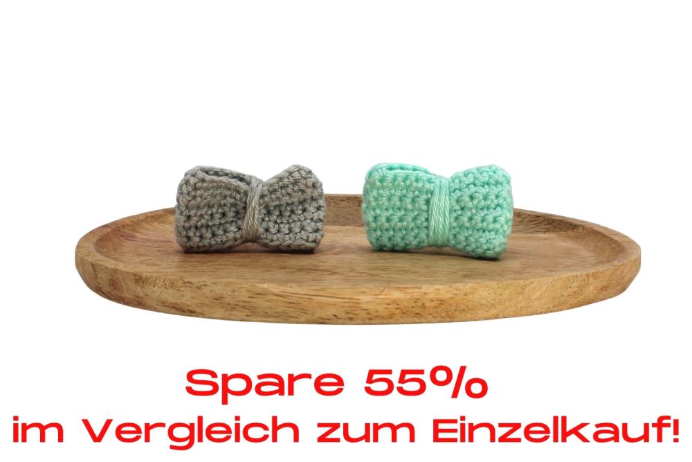 Bundle | Häkelschleife Hellgrau/Mint