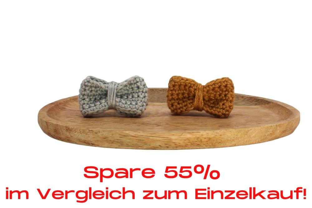 Bundle | Häkelschleife Hellgrau/Senfgelb