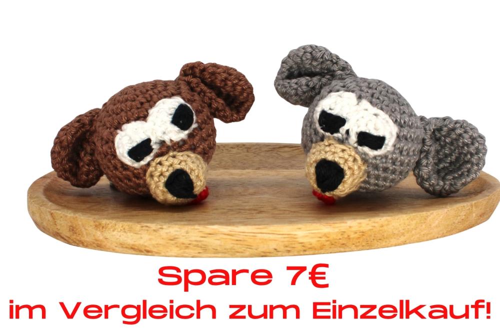 Bundle | Häkeltier Hund - Grau/Braun