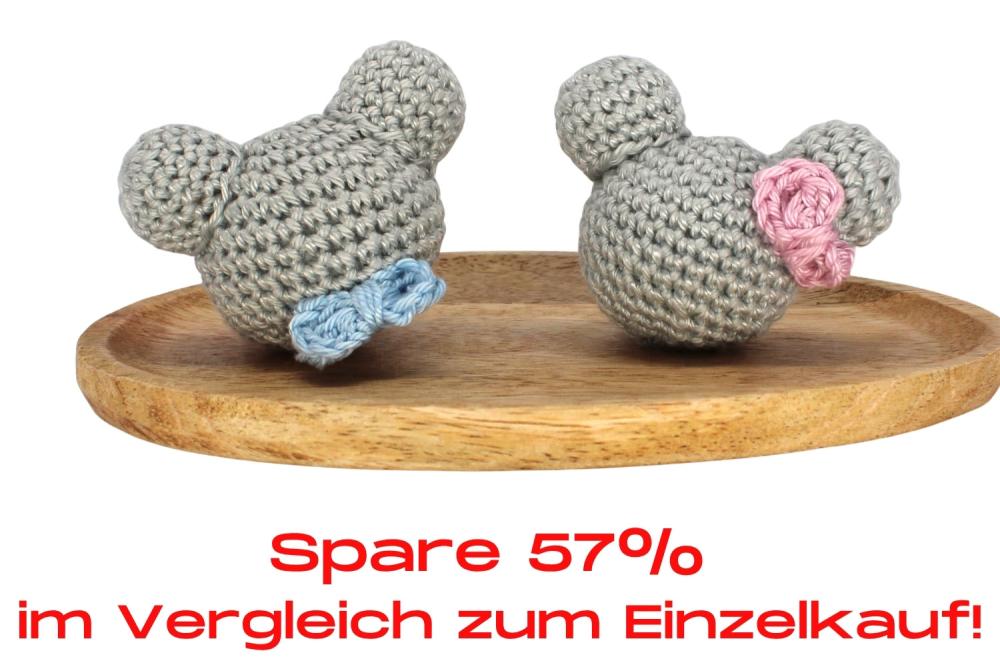 Bundle | Häkeltier Maus Grau - Rosa/Blau
