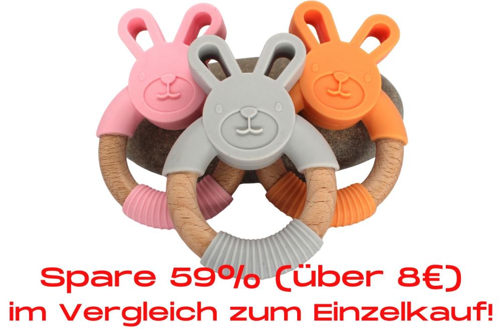 Bundle | Greifling Hase - Hellgrau/Rosa/Pfirsich