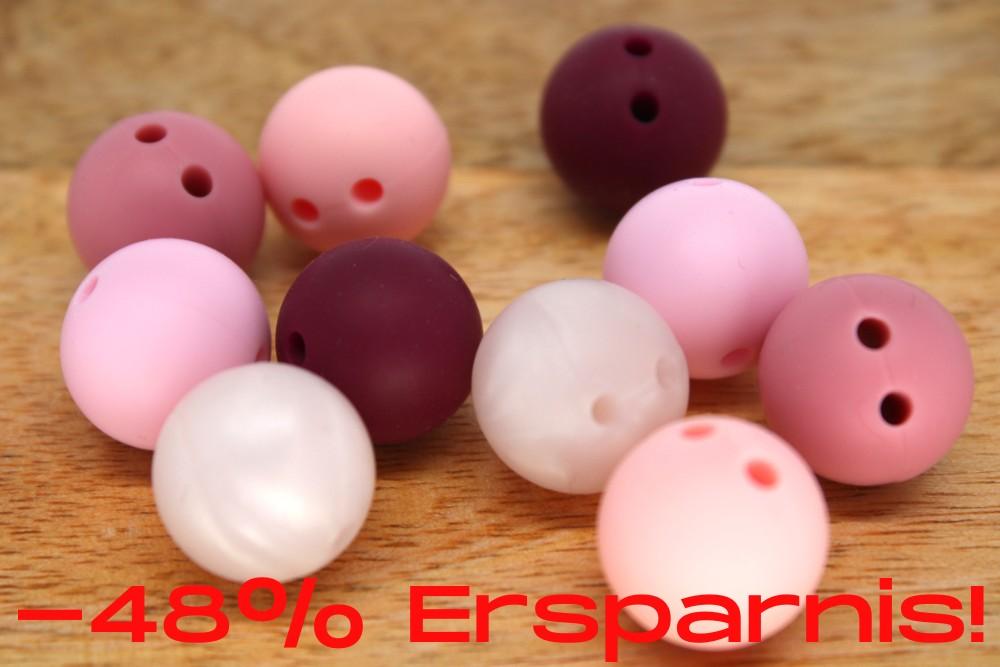 Bundle | Silikon Sicherheitsperle 15mm Candy/Rosa Perlmutt