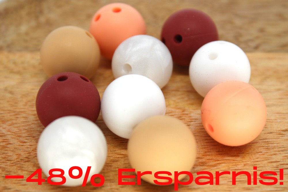 Bundle | Silikon Sicherheitsperle 15mm Oatmeal/Rostrot