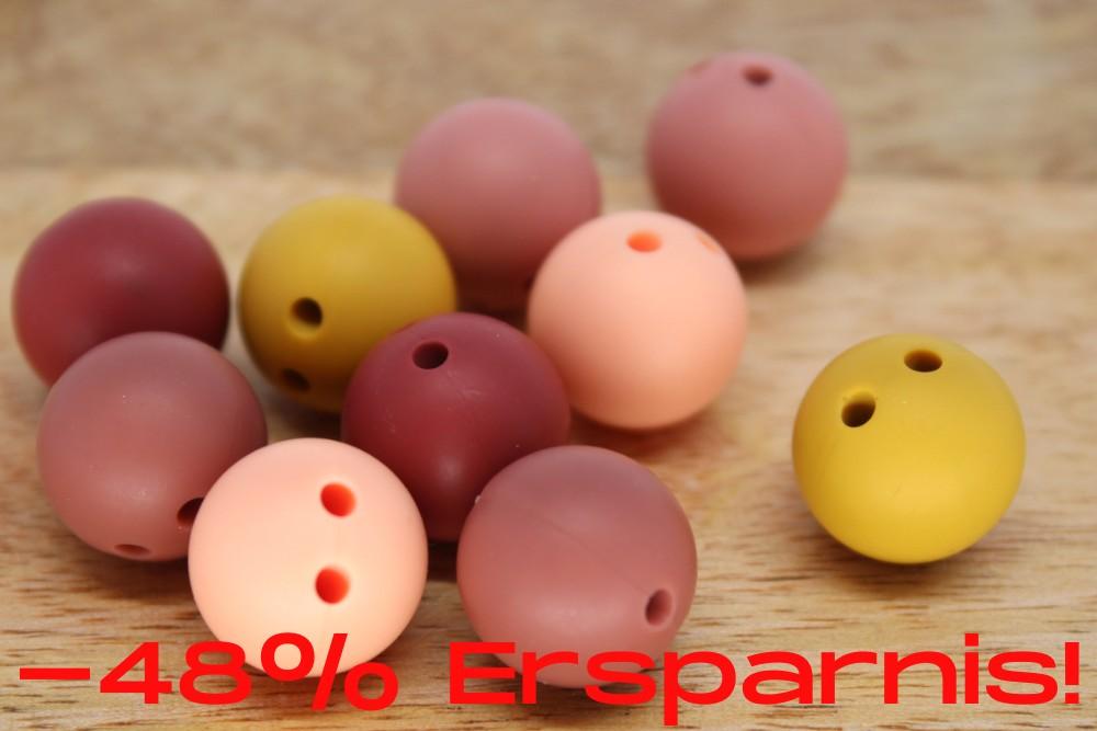 Bundle | Silikon Sicherheitsperle 15mm Senfgelb/Lehmrot