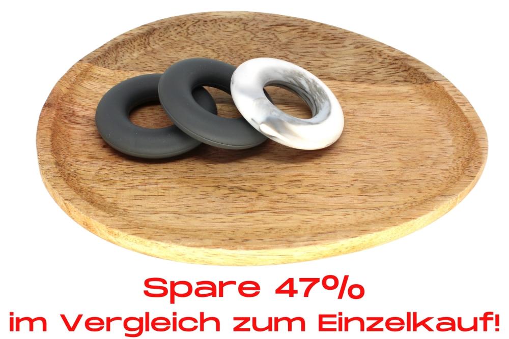 Bundle | Silikon Donut Ring 2x Dunkelgrau/1x Marble