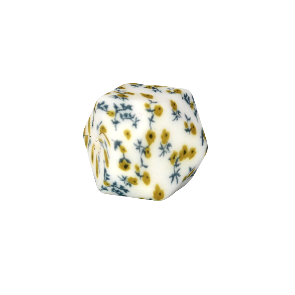 Silikon Hexagonperle 14mm | Kleines Blümchen
