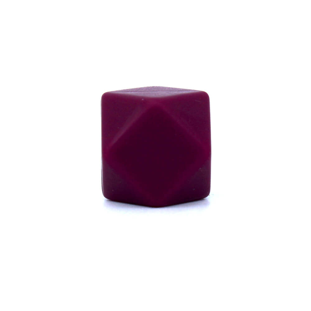 Preview: Hexagon Silikonperle 14mm "Wein Rot"