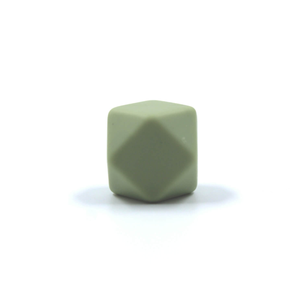 Preview: Hexagon Silikonperle 14mm "Army Grün"