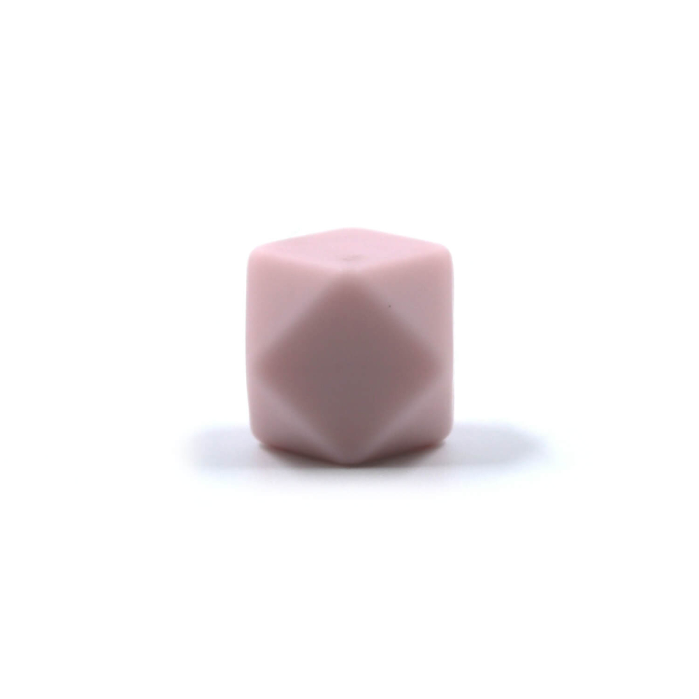 Preview: Hexagon Silikonperle 14mm "Alt Rosa"