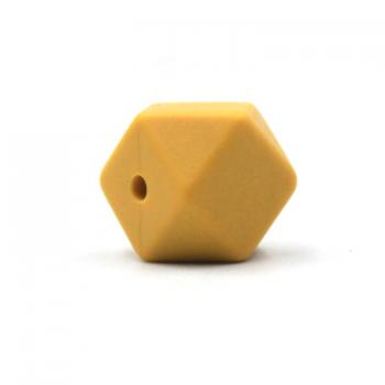 Hexagon Silikonperle 14mm "Senf Gelb"