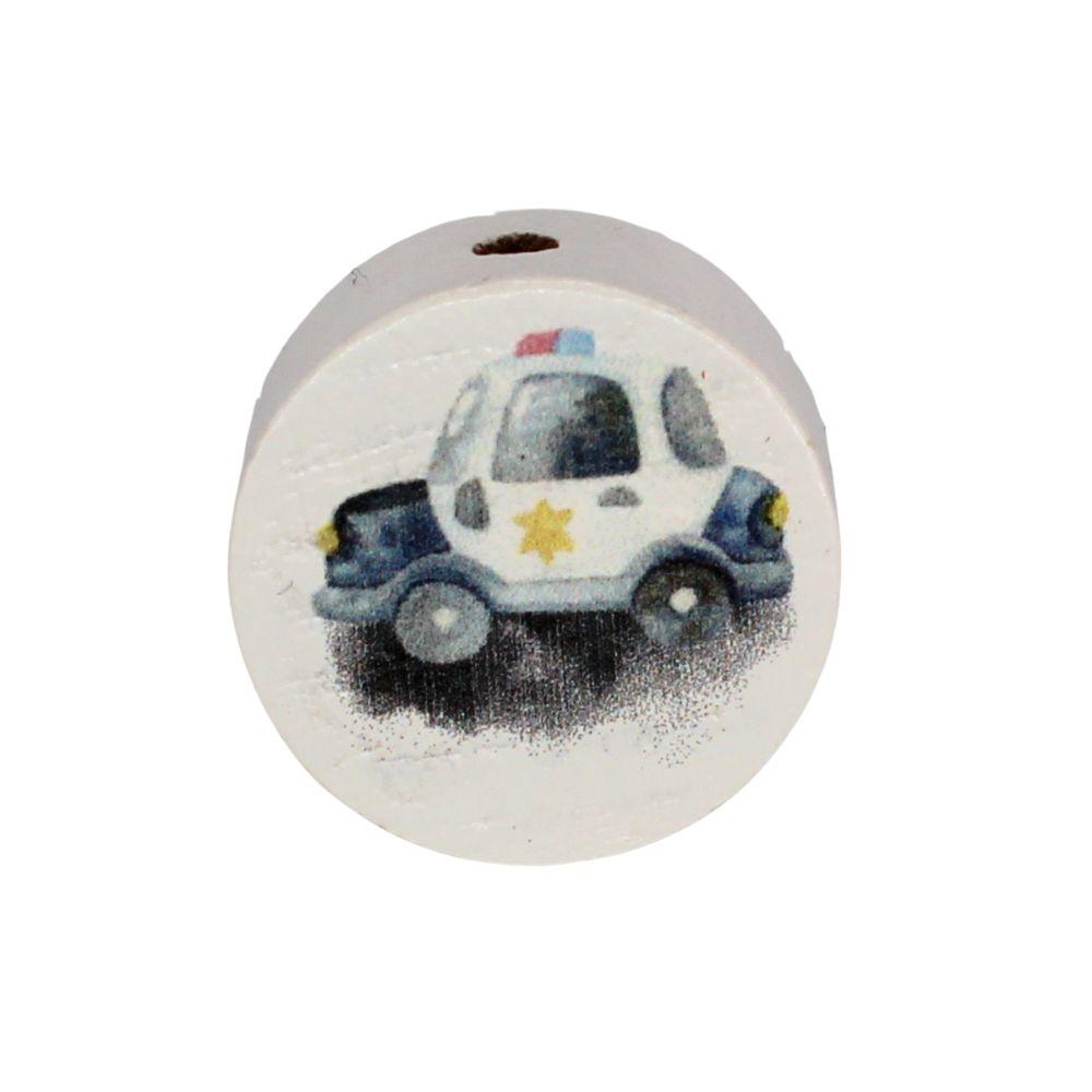 Holz Motivscheibe 20mm | Polizeiauto "Schwarz" | Weiß