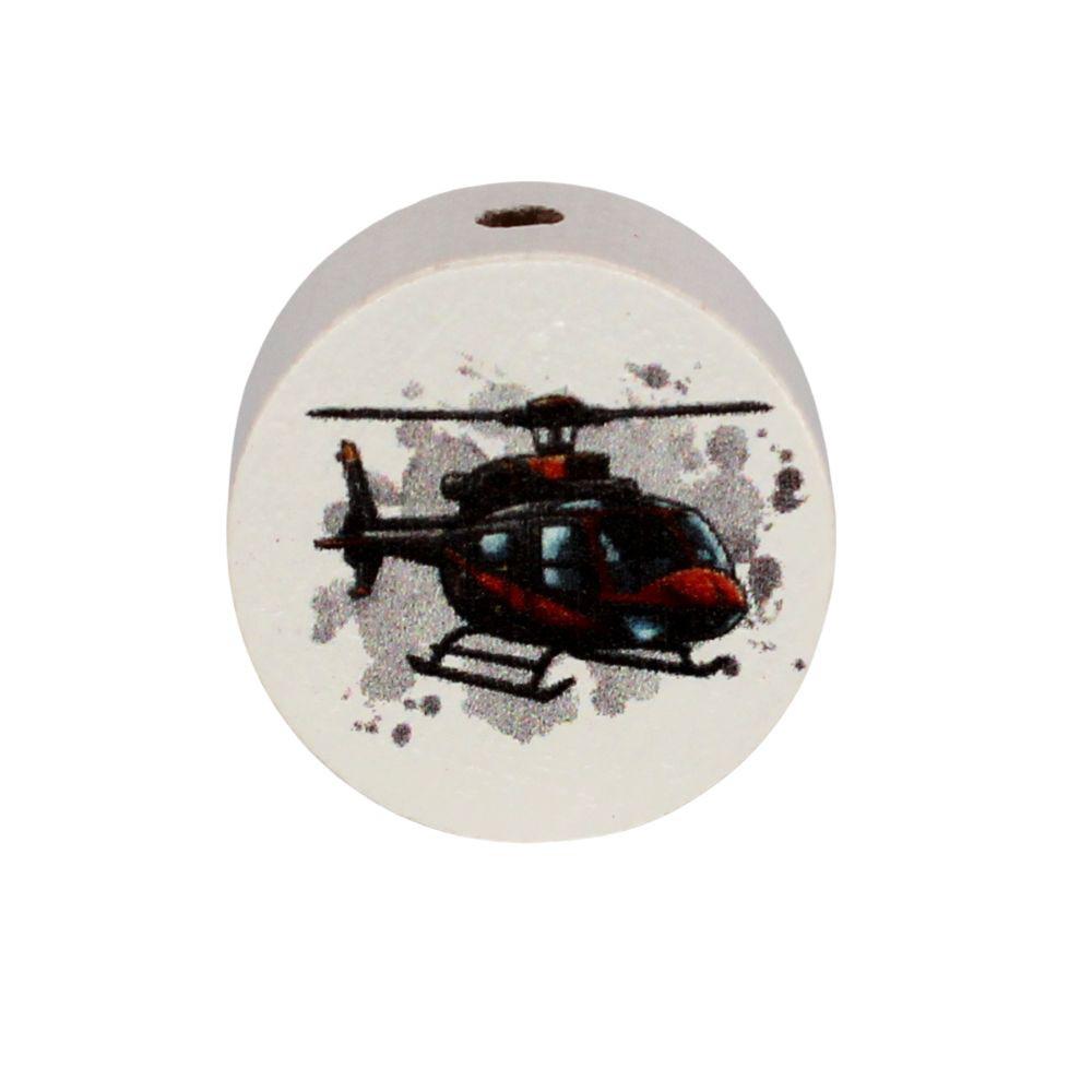 Holz Motivscheibe 20mm | Hubschrauber "Schwarz" | Weiß
