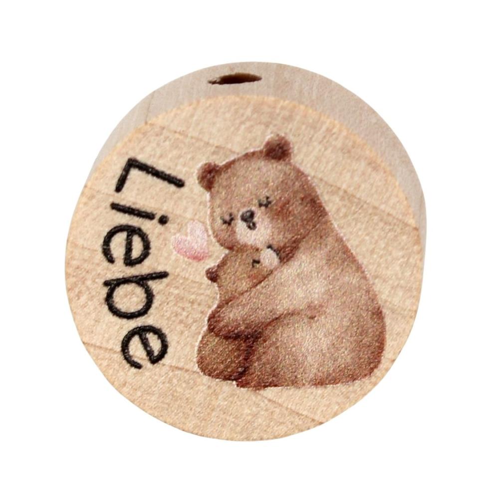 Holz Motivscheibe 20mm | Bär "Liebe" | Natur