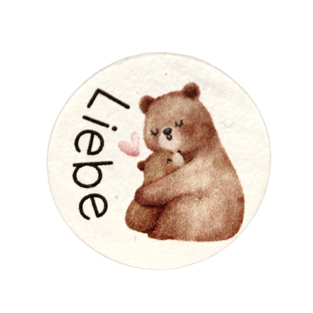 Holz Motivscheibe 20mm | Bär "Liebe" | Weiß