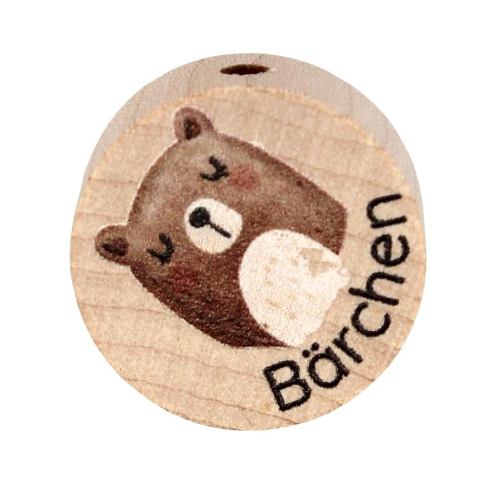 Holz Motivscheibe 20mm | Motivscheibe Bärchen | Natur