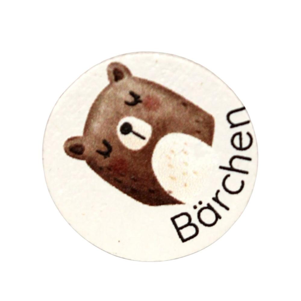 Holz Motivscheibe 20mm | Motivscheibe Bärchen | Weiß