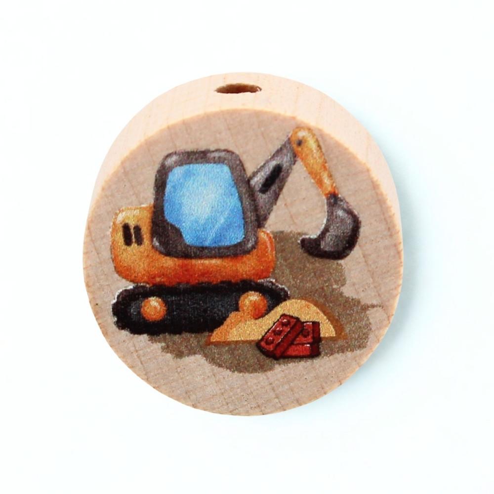 Holz Motivscheibe 20mm | Bagger | Natur