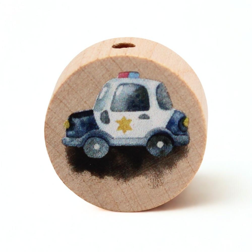 Holz Motivscheibe 20mm | Polizeiauto "Schwarz" | Natur