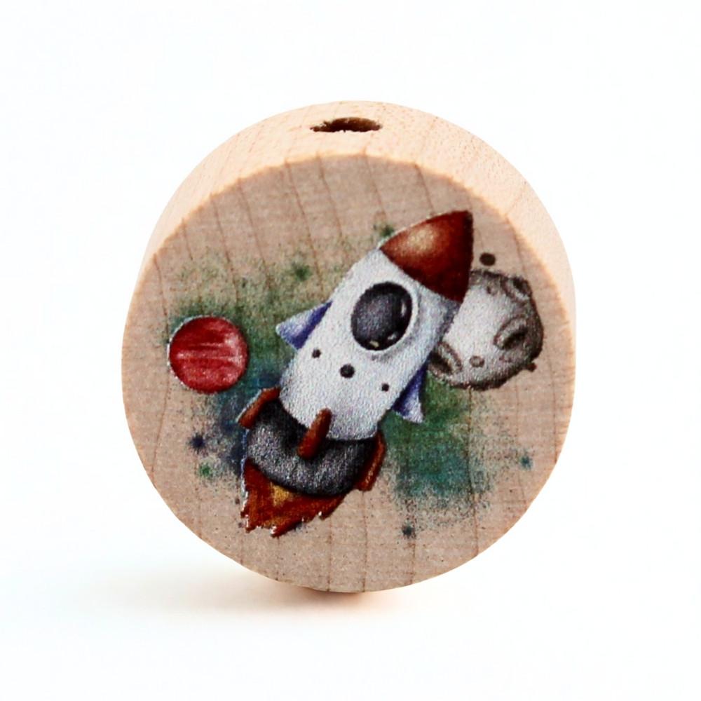 Holz Motivscheibe 20mm | Rakete | Natur