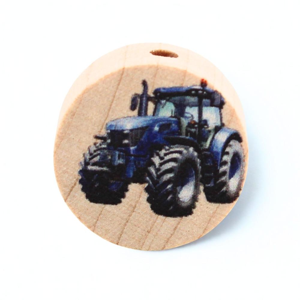 Holz Motivscheibe 20mm | Traktor "Blau" | Natur
