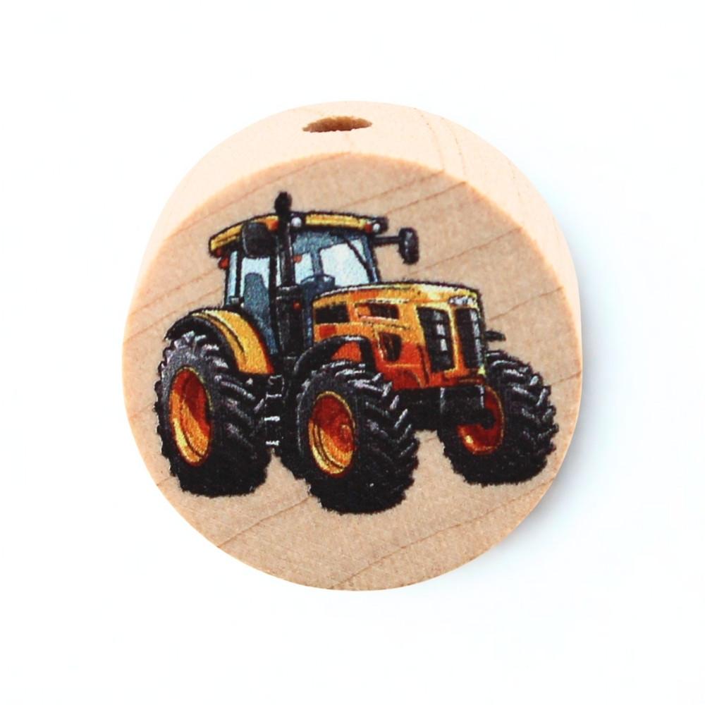 Holz Motivscheibe 20mm | Traktor "Gelb" | Natur