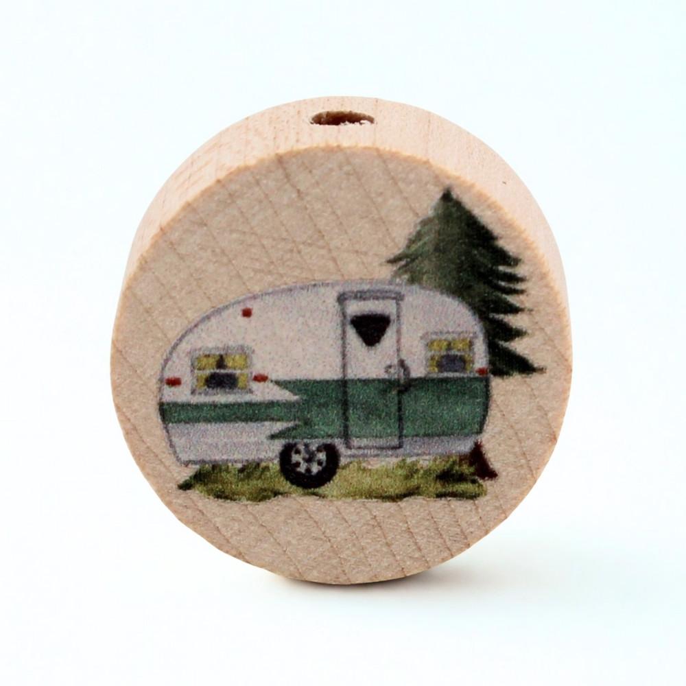 Holz Motivscheibe 20mm | Wohnwagen "Grün" | Natur