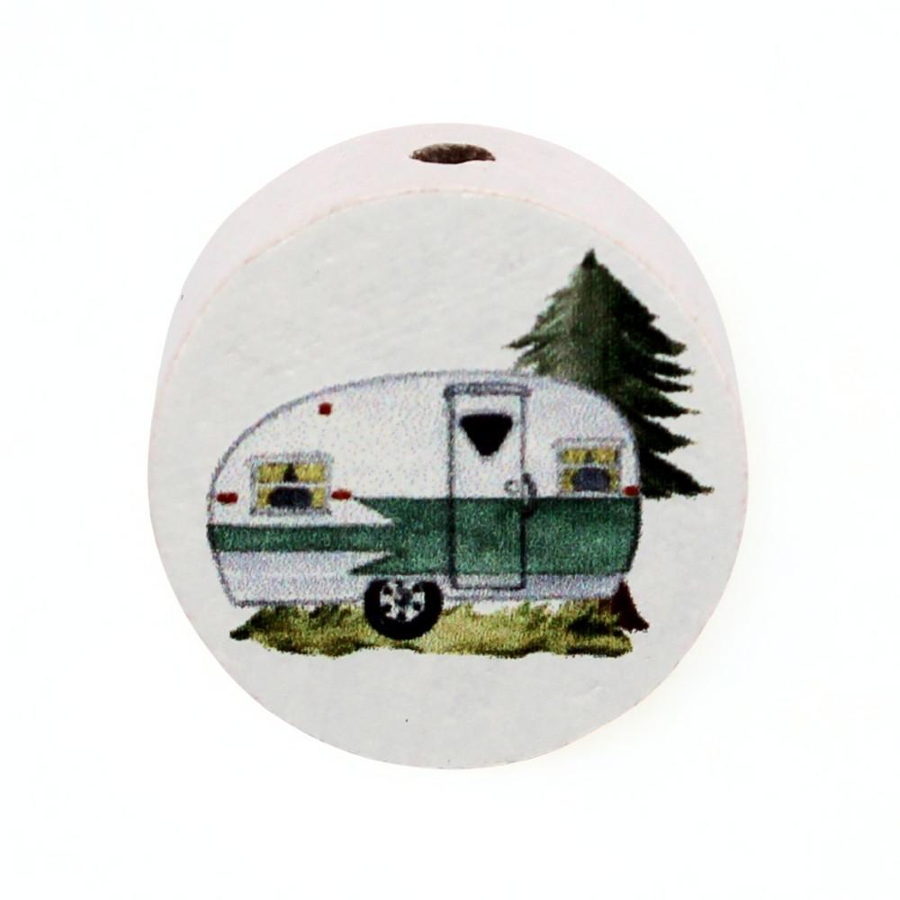 Holz Motivscheibe 20mm | Wohnwagen "Grün" | Weiß
