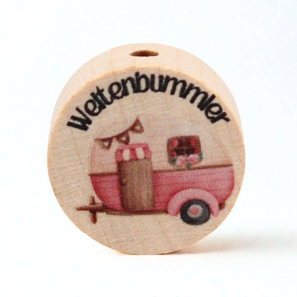 Holz Motivscheibe 20mm | Wohnwagen "Pink" | Natur