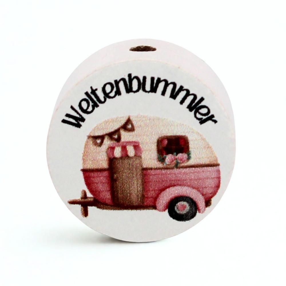 Holz Motivscheibe 20mm | Wohnwagen "Pink" | Weiß