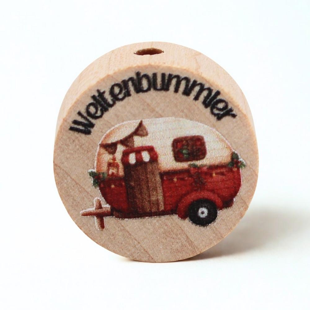 Holz Motivscheibe 20mm | Wohnwagen "Rot" | Natur