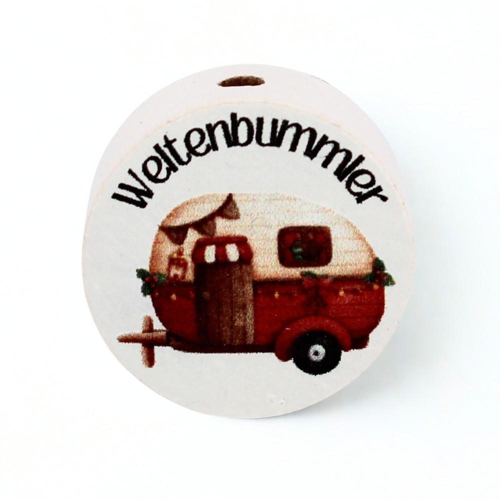 Holz Motivscheibe 20mm | Wohnwagen "Rot" | Weiß