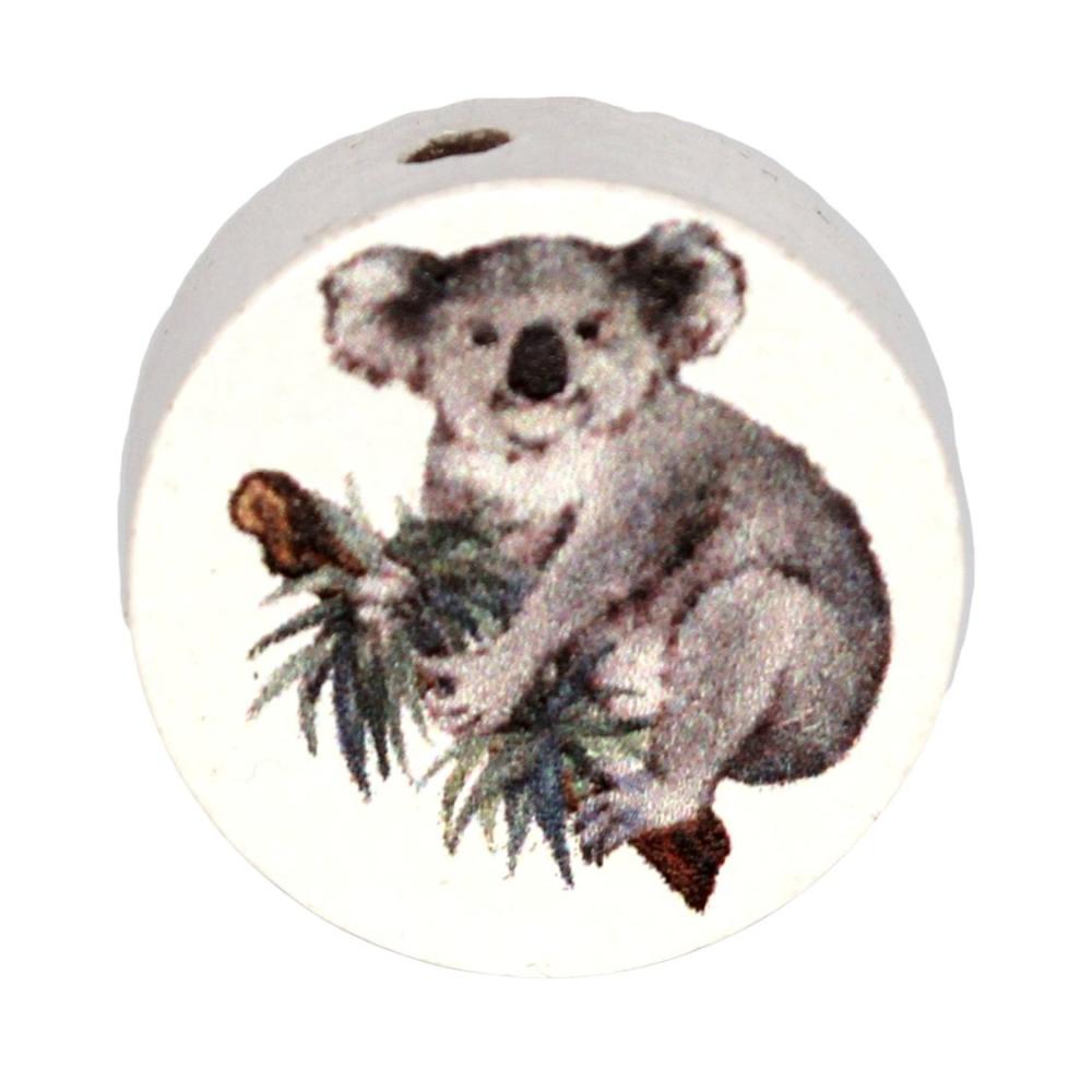 Holz Motivscheibe 20mm | Koala mit Ast | Weiß