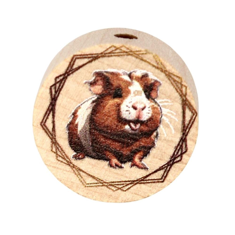 Holz Motivscheibe 20mm | Meerschweinchen mit Kranz | Natur