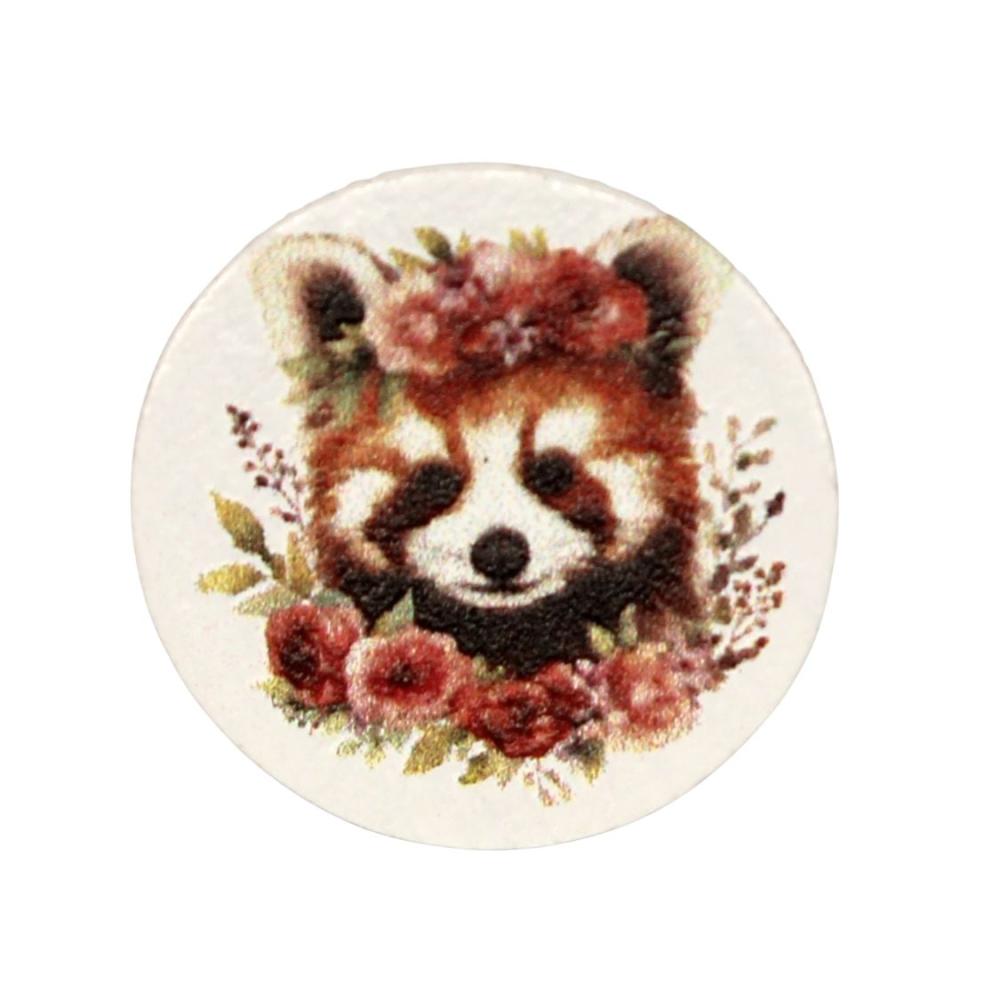 Holz Motivscheibe 20mm | Roter Panda | Weiß