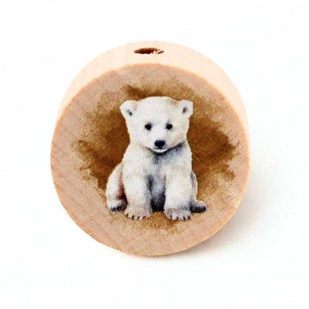 Holz Motivscheibe 20mm | Kleiner Eisbär | Natur