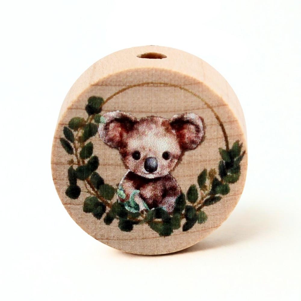 Preview: Holz Motivscheibe 20mm | Koala mit Kranz | Natur