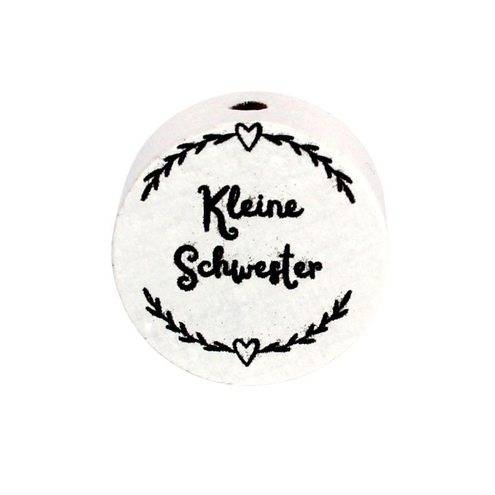 Motivscheibe 20mm | Kleine Schwester Weiß