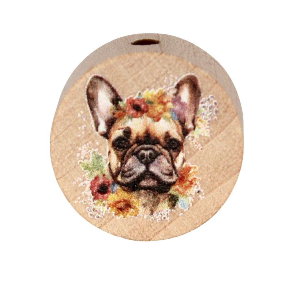 Holz Motivscheibe 20mm | Bulldogge | Natur