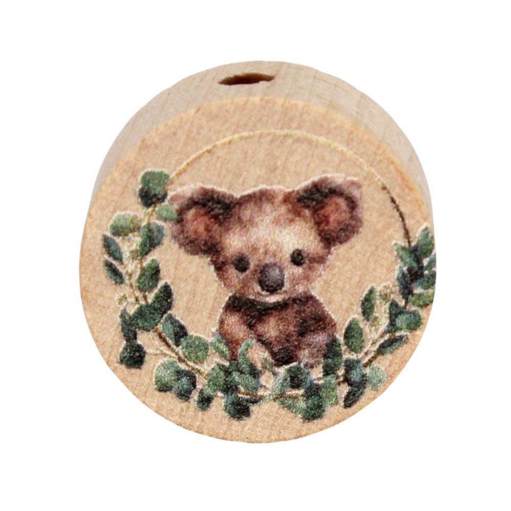 Holz Motivscheibe 20mm | Koala mit Kranz | Natur