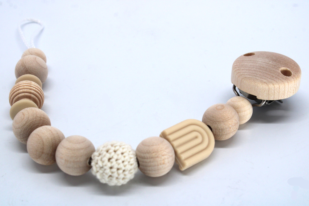 Schnullerketten-Bastelset Kleiner Regenbogen | Beige