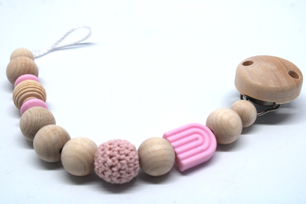 Schnullerketten-Bastelset Kleiner Regenbogen | Pastell Rosa