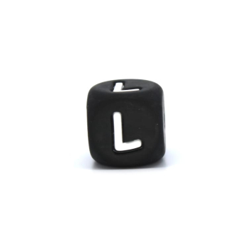 Silikon Buchstabenperle | 12mm | Schwarz | L